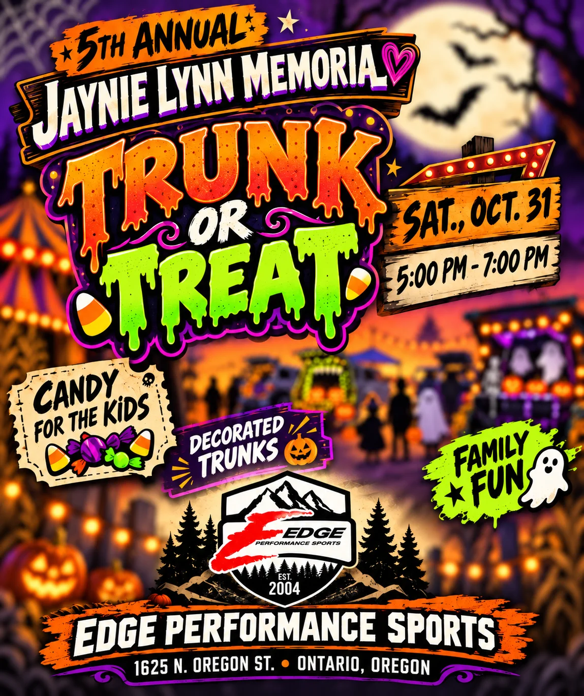 5th Annual Jaynie Lynn Memorial Trunk or Treat flyer