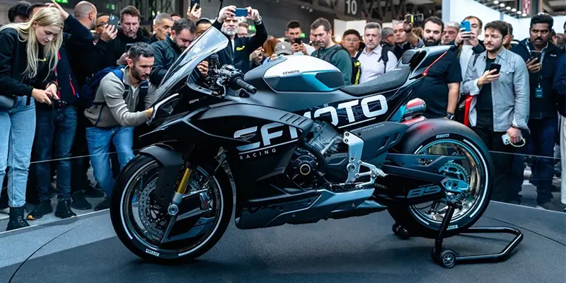 The CFMOTO V4 SR-RR Prototype debuted at EICMA, signaling a new era for the brand